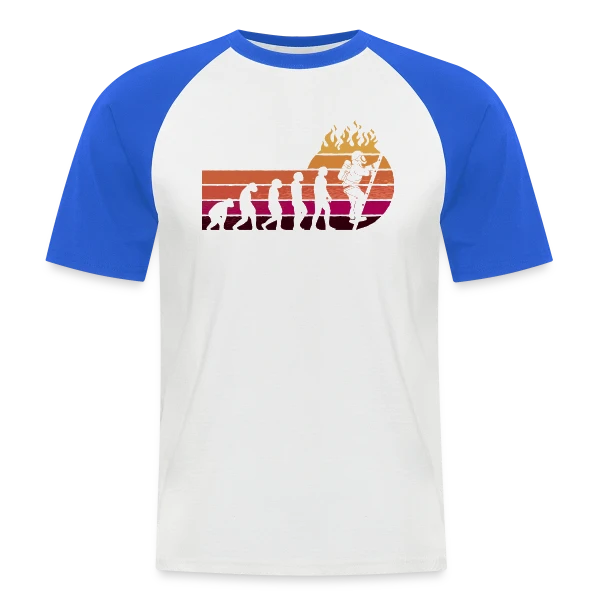 Évolution Pompier Rétro – Métier de Héros sur T-shirt baseball manches courtes Homme