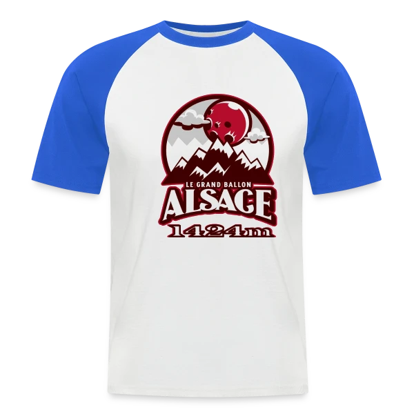 Alsace : Le Grand Ballon des Vosges (1424m) sur T-shirt baseball manches courtes Homme
