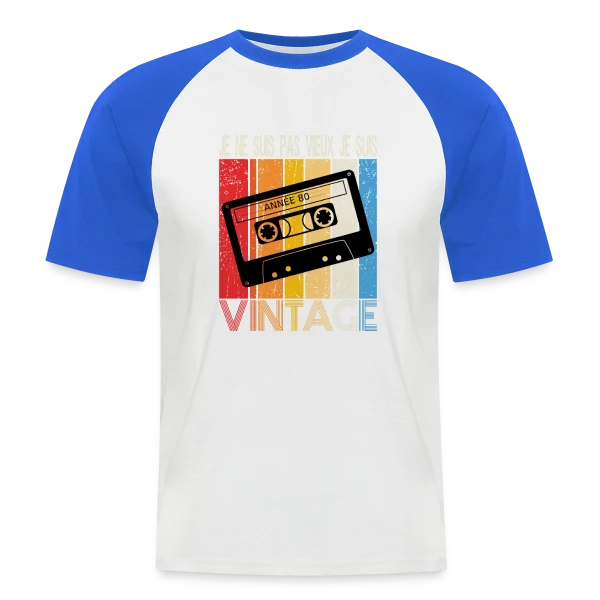 Cassette Années 80 Vintage sur T-shirt baseball manches courtes Homme