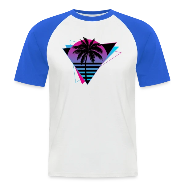 Palmier Rétro Synthwave sur T-shirt baseball manches courtes Homme
