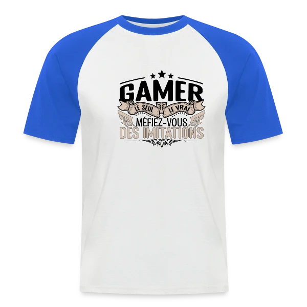 'Le Vrai Gamer' : Méfiez-vous des Imitations sur T-shirt baseball manches courtes Homme