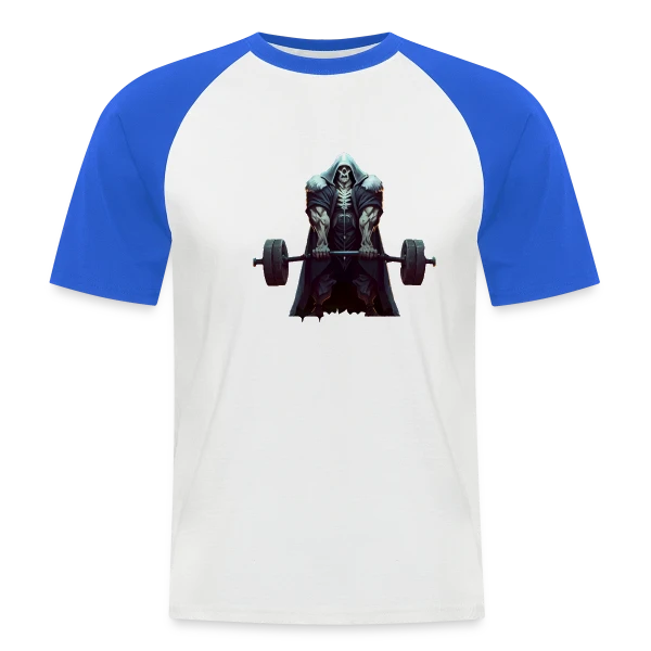 Squelette Ironique : Deadlifts et Fitness Rigolo sur T-shirt baseball manches courtes Homme