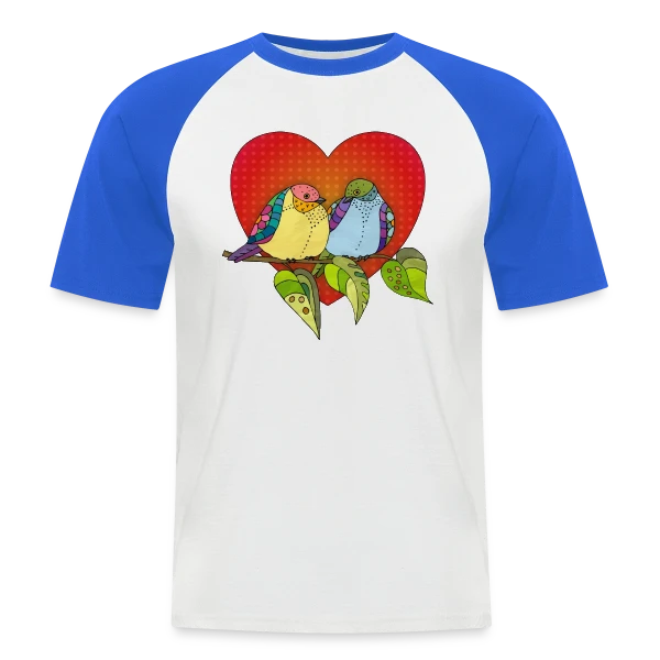 Oiseaux Amoureux Cœur sur T-shirt baseball manches courtes Homme