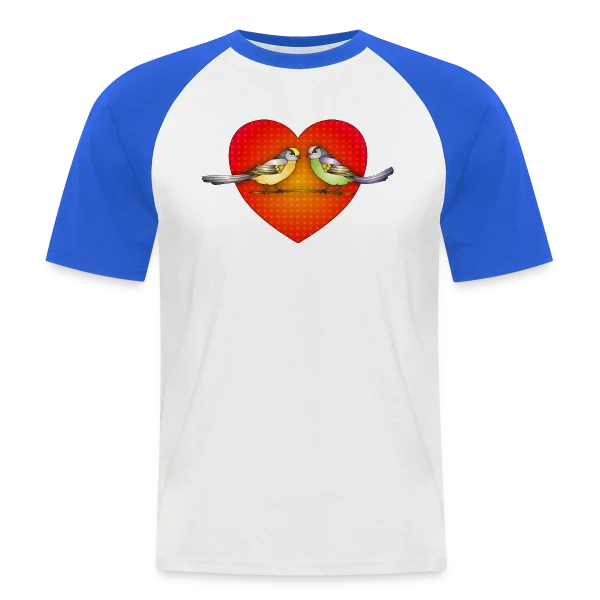 Oiseaux Amoureux Cœur sur T-shirt baseball manches courtes Homme