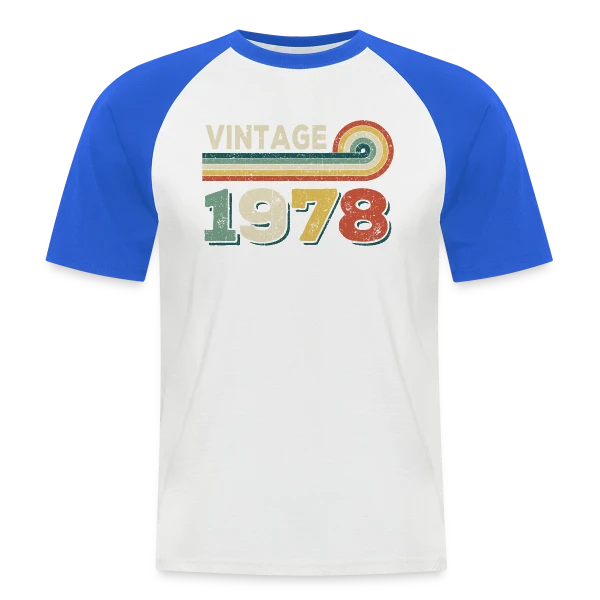 Vintage 1978 Spirale Rétro sur T-shirt baseball manches courtes Homme