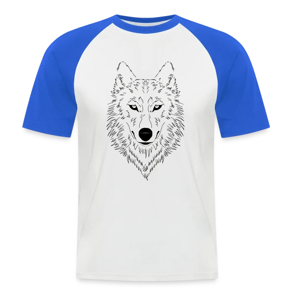 Loup Stylisé Majestueux sur T-shirt baseball manches courtes Homme