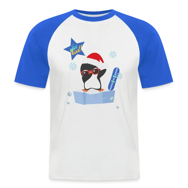 Pingouin Dab Noël Cool sur T-shirt baseball manches courtes Homme