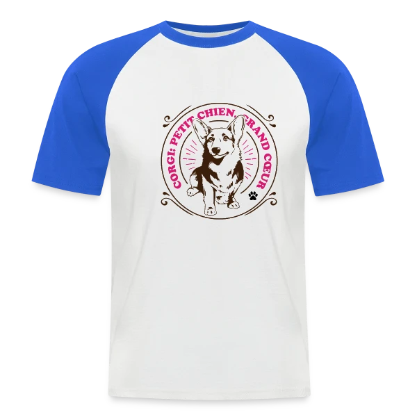Corgi Grand Cœur: Adorable T-shirt pour Amoureux des Chiens sur T-shirt baseball manches courtes Homme