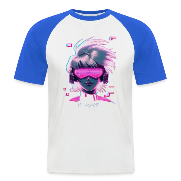 Synthwave Anime Girl : Cyberpunk Néon Rétro sur T-shirt baseball manches courtes Homme