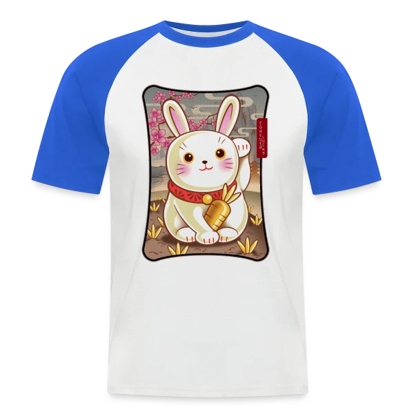 Lapin de la Chance Zen sur T-shirt baseball manches courtes Homme