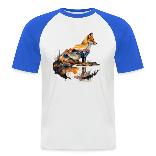 Renard Paysage Montagneux sur T-shirt baseball manches courtes Homme