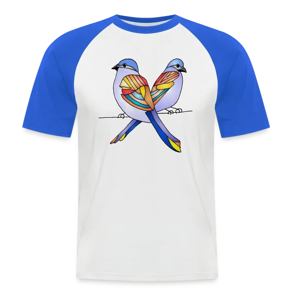 Duo Oiseaux Colorés sur T-shirt baseball manches courtes Homme