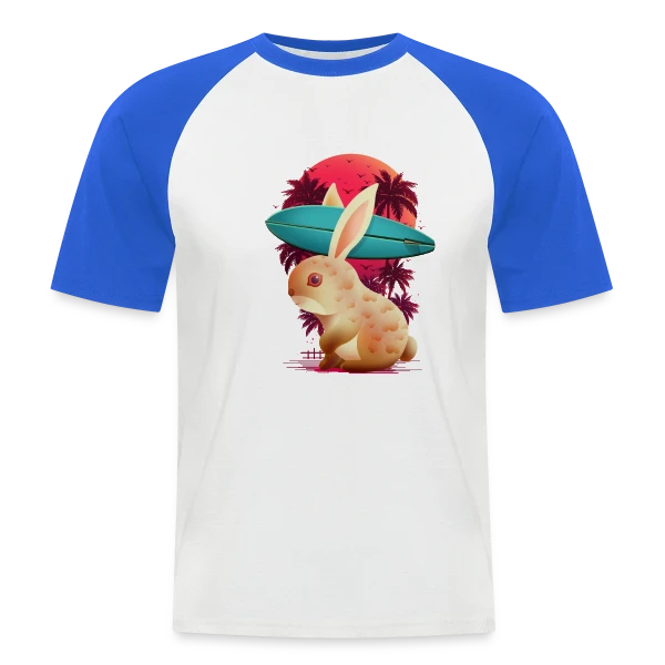 Lapin Surfeur Estival sur T-shirt baseball manches courtes Homme
