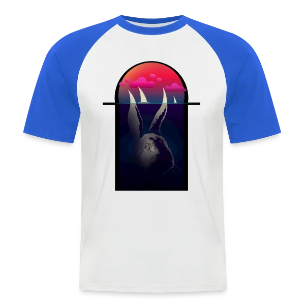 Lapin Navigateur et Bateaux sur T-shirt baseball manches courtes Homme