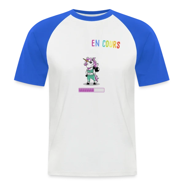 Muscles en Cours : Licorne Fitness Humour - Cadeau Sportif sur T-shirt baseball manches courtes Homme
