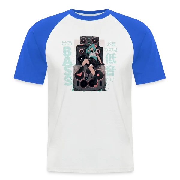 Fille Anime et Tour de Haut-parleurs - All We Need is Bass sur T-shirt baseball manches courtes Homme