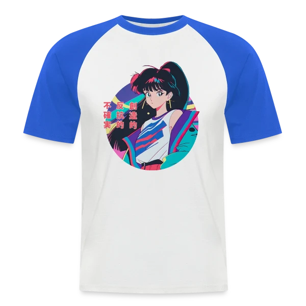 Fille Anime Rétro 80s/90s Windbreaker sur T-shirt baseball manches courtes Homme