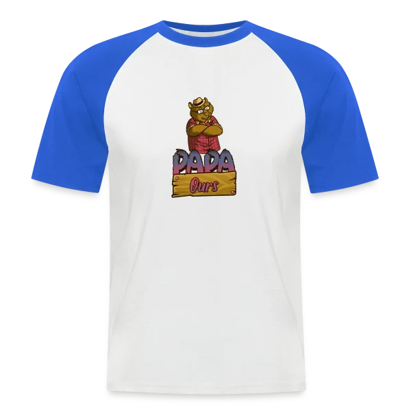Humour 'Papa Ours' - Cadeau Fête des Pères Câlin sur T-shirt baseball manches courtes Homme