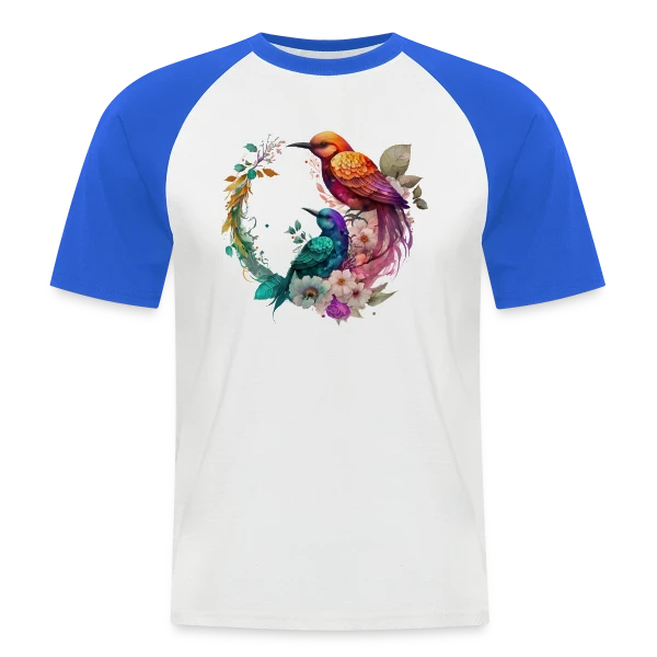Oiseaux du Paradis Fleuris sur T-shirt baseball manches courtes Homme