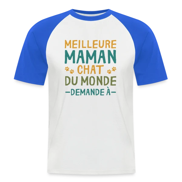 Meilleure Maman Chat du Monde - Cadeau Personnalisé sur T-shirt baseball manches courtes Homme