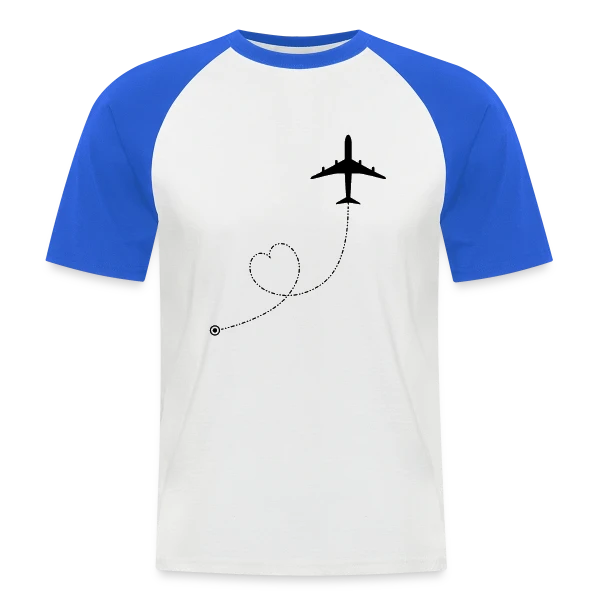 Avion Route Cœur sur T-shirt baseball manches courtes Homme