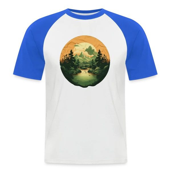 Paysage Naturel : Design Sérénité sur T-shirt baseball manches courtes Homme