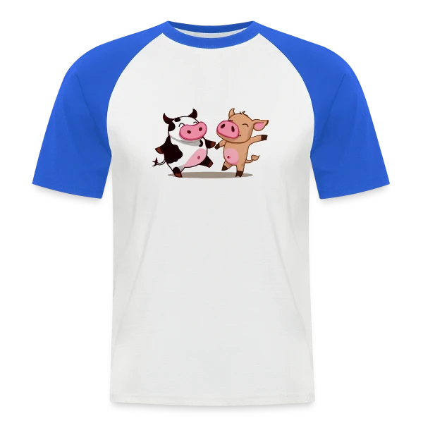 Vache et Cochon Danseurs sur T-shirt baseball manches courtes Homme