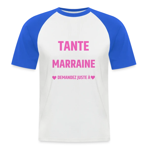 Tante et Marraine : Le T-shirt Humour Personnalisé avec les Prénoms des Enfants sur T-shirt baseball manches courtes Homme