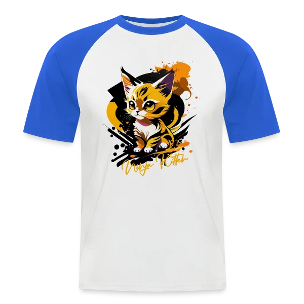 Chaton Ninja Urbain sur T-shirt baseball manches courtes Homme