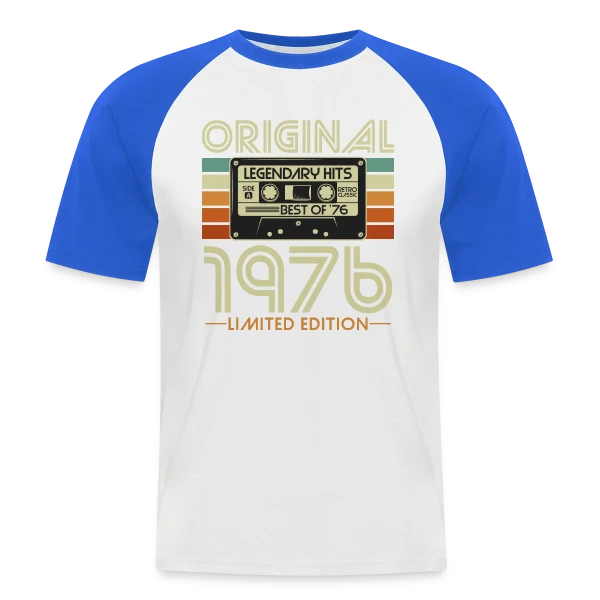 Cassette Rétro 1976 Légendaire sur T-shirt baseball manches courtes Homme