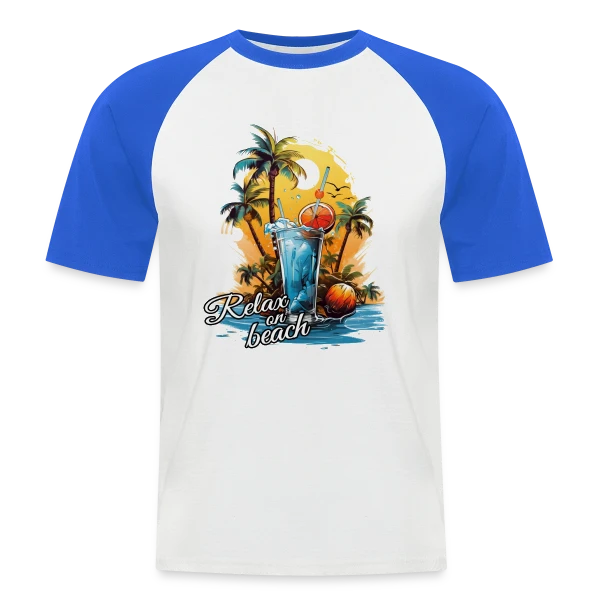 Cocktail Plage Tropicale sur T-shirt baseball manches courtes Homme