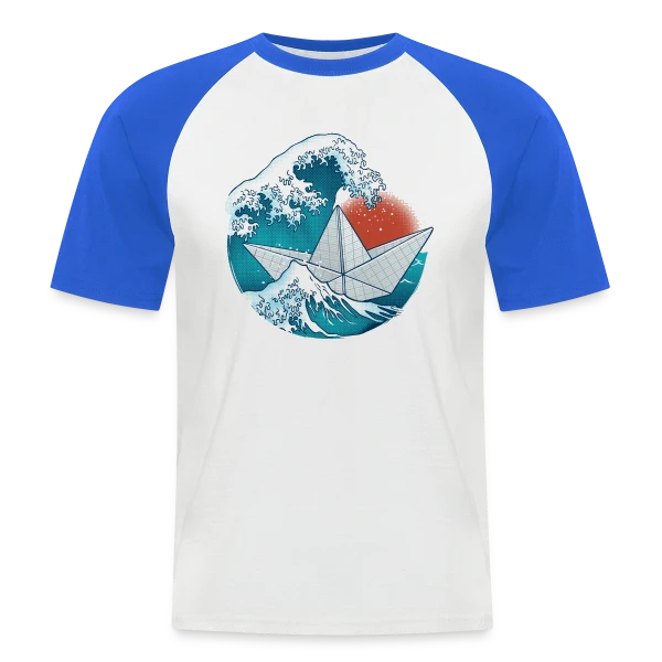 Bateau Origami dans la tempête sur T-shirt baseball manches courtes Homme