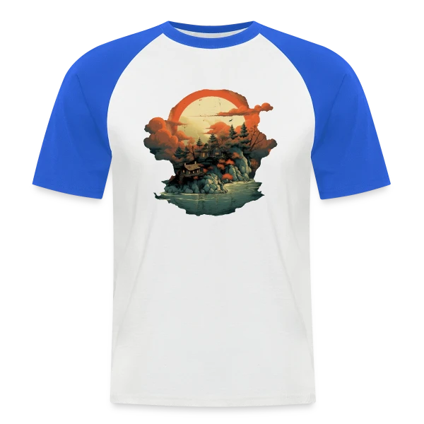 Paysage Asiatique Mystique sur T-shirt baseball manches courtes Homme