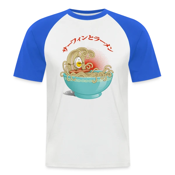 Surf & Ramens : L'Œuf glisse dans le bol sur T-shirt baseball manches courtes Homme