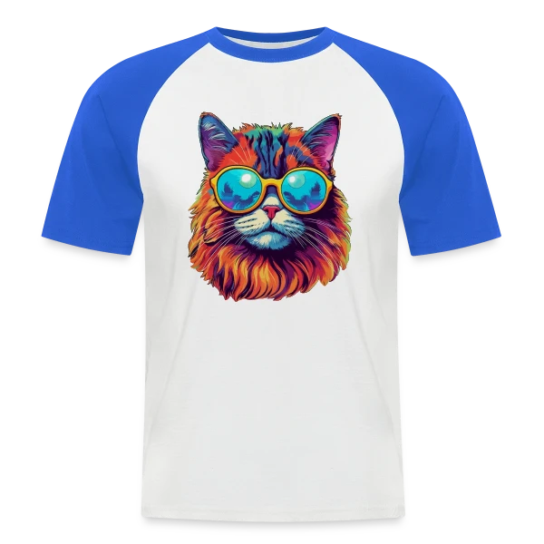 Chat Hippie Psychédélique sur T-shirt baseball manches courtes Homme