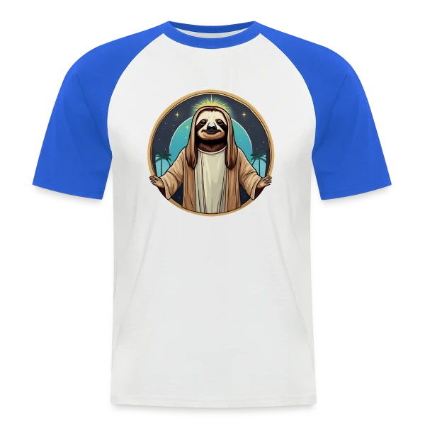 Jésus Paresseux Tropical sur T-shirt baseball manches courtes Homme