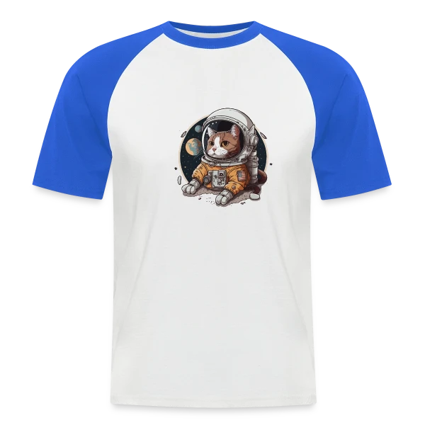 Chat Cosmonaute Aventure Spatiale sur T-shirt baseball manches courtes Homme