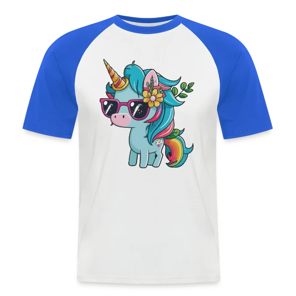 Licorne Cool Lunettes sur T-shirt baseball manches courtes Homme
