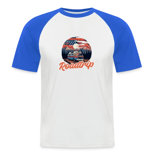 Van Hippie Aventure sur T-shirt baseball manches courtes Homme