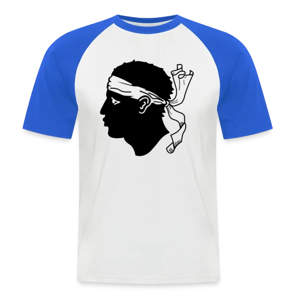 Profil Tête de Maure Corse sur T-shirt baseball manches courtes Homme
