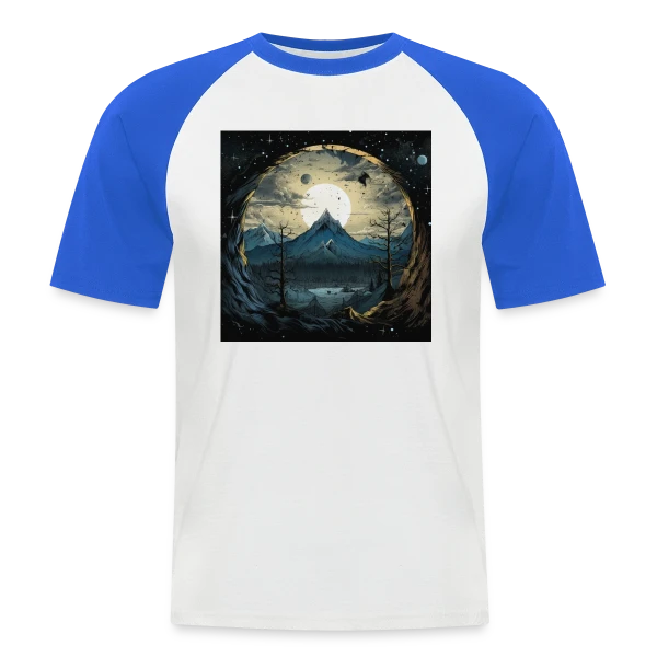 Paysage Montagneux sous la Lune sur T-shirt baseball manches courtes Homme