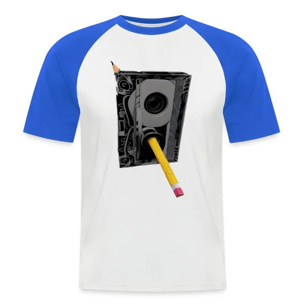 Cassette Détaillée Crayon Jaune sur T-shirt baseball manches courtes Homme