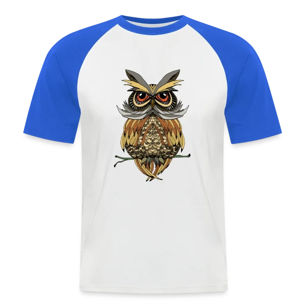 Hibou Majestueux Stylisé sur T-shirt baseball manches courtes Homme