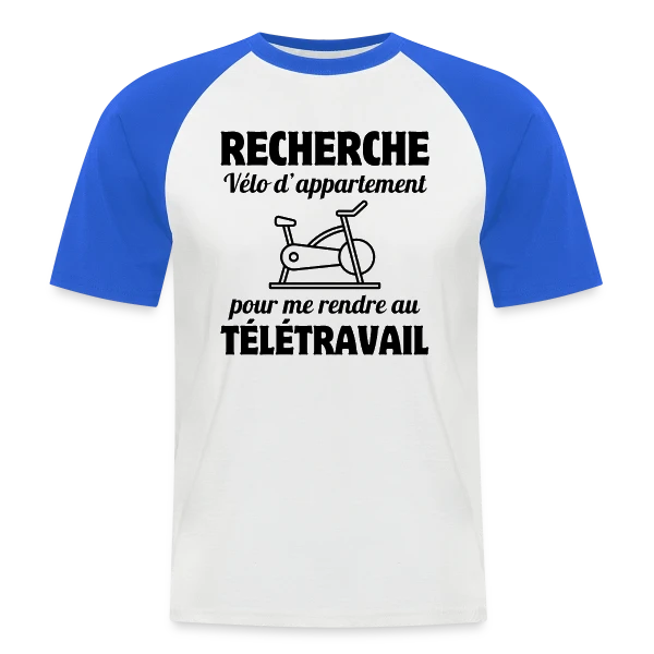 Humour Télétravail : La Vie au Bureau à Distance sur T-shirt baseball manches courtes Homme
