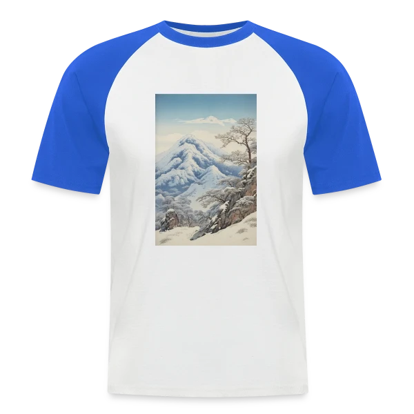 Paysage d'Hiver Asiatique Style Anime Vintage sur T-shirt baseball manches courtes Homme