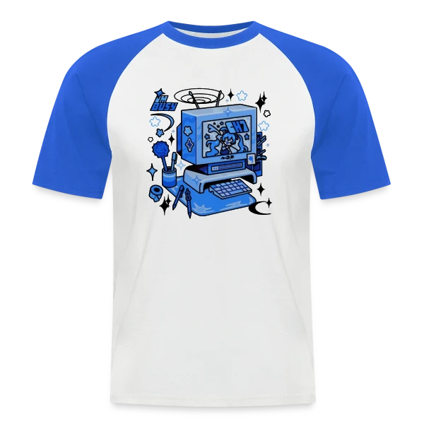 Ordinateur Rétro "I'm Busy" sur T-shirt baseball manches courtes Homme
