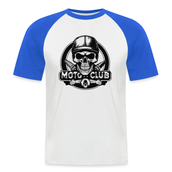 Tête de Mort Motard Rétro – Club Moto sur T-shirt baseball manches courtes Homme