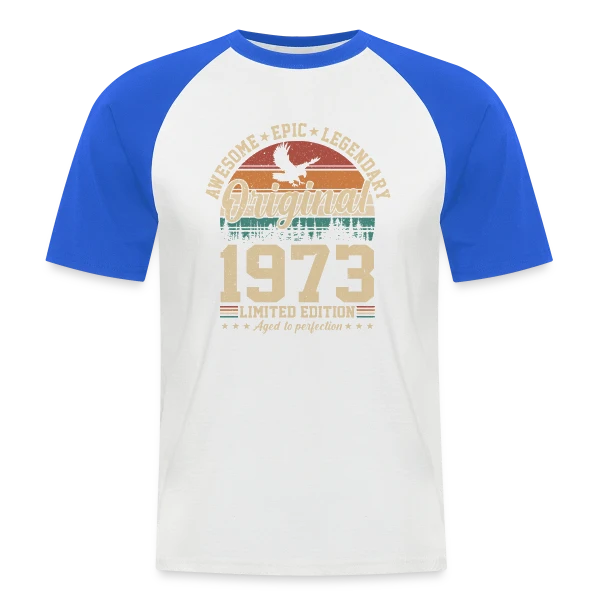 Légende Vintage 1973 sur T-shirt baseball manches courtes Homme