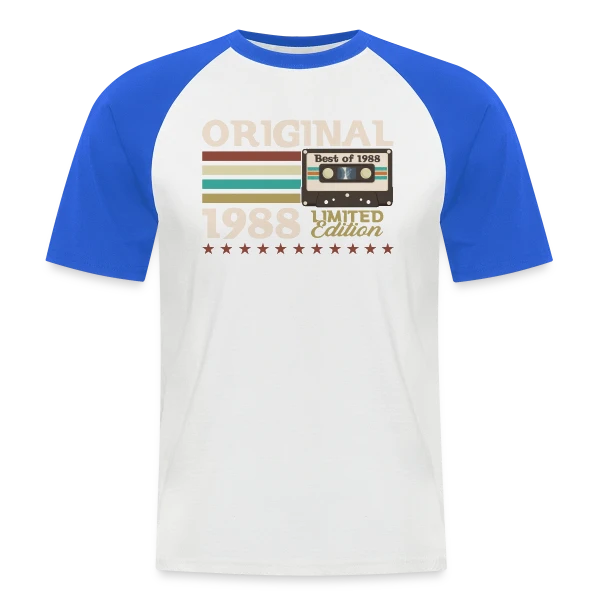 Anniversaire Vintage 1988 sur T-shirt baseball manches courtes Homme