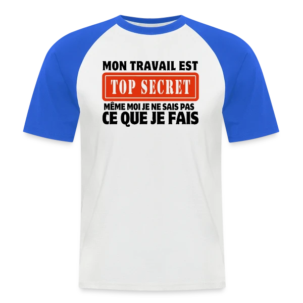 Humour au Bureau : Le Travail en Dérision sur T-shirt baseball manches courtes Homme